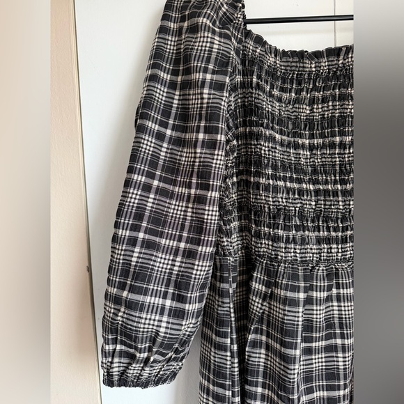 LOFT Black and White Plaid Long Sleeve Dress - Picture 3 of 4